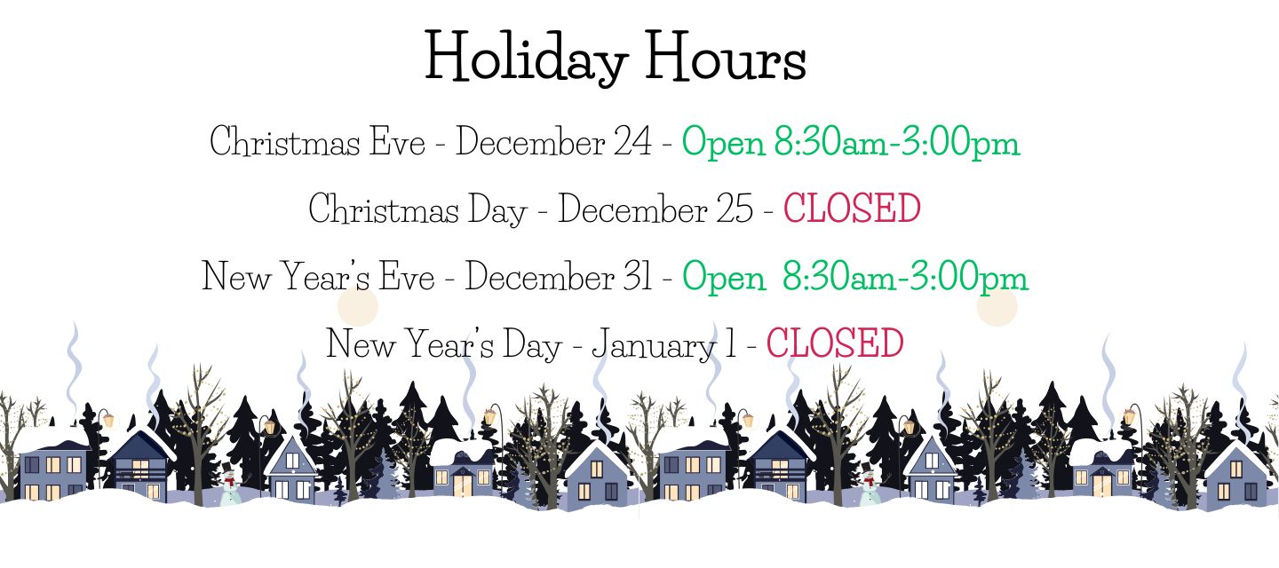 houses, with trees, holiday hours